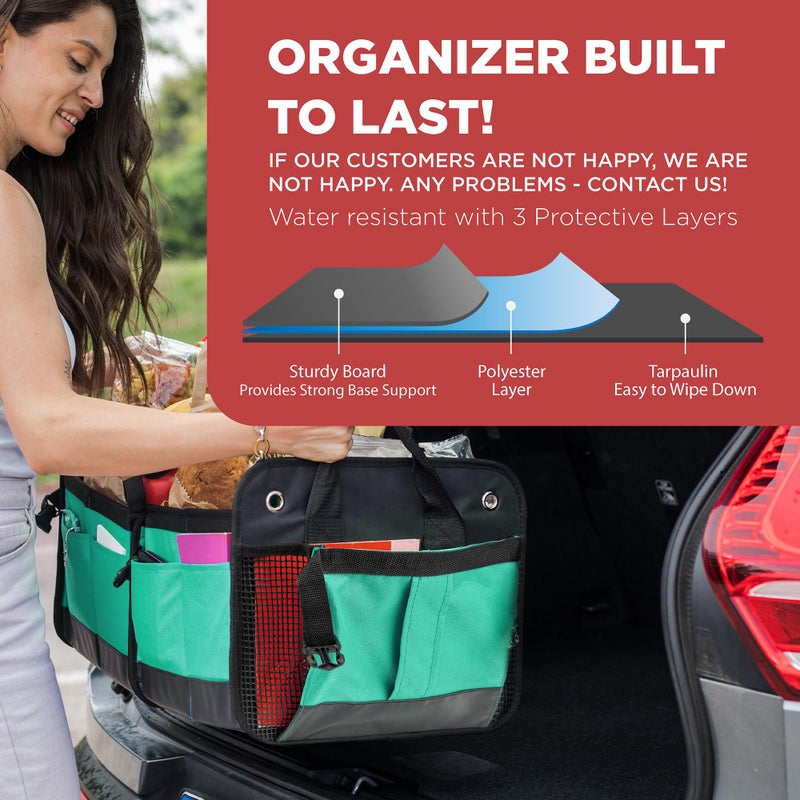 TRUNKCRATEPRO Teal Car Accessories Trunk Organizer Premium Multi Movable Compartments Collapsible car organizer, trunk organizer for Car, Suv, Automotive, gifts (Large Capacity) - Image 5